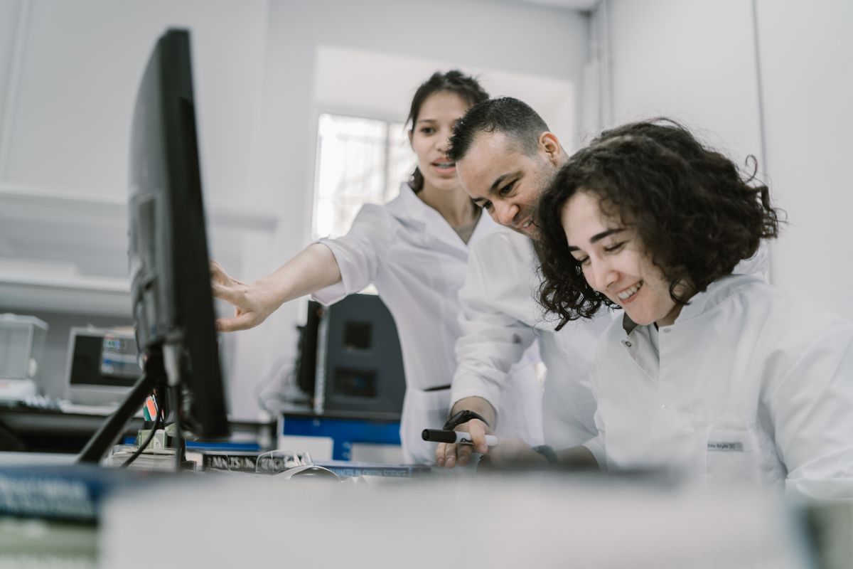 Engineering team working together